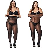 Aaronano 2 Pairs Women's Shiny Pantyhose Plus Size Oil Sheer Tights High Waist Shimmer Stockings