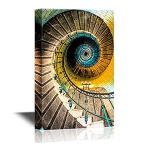 Canvas Wall Art - Spiral Staircase Viewed from Above - Gallery Wrap Modern Home Art | Ready to Hang - 12x18 inches