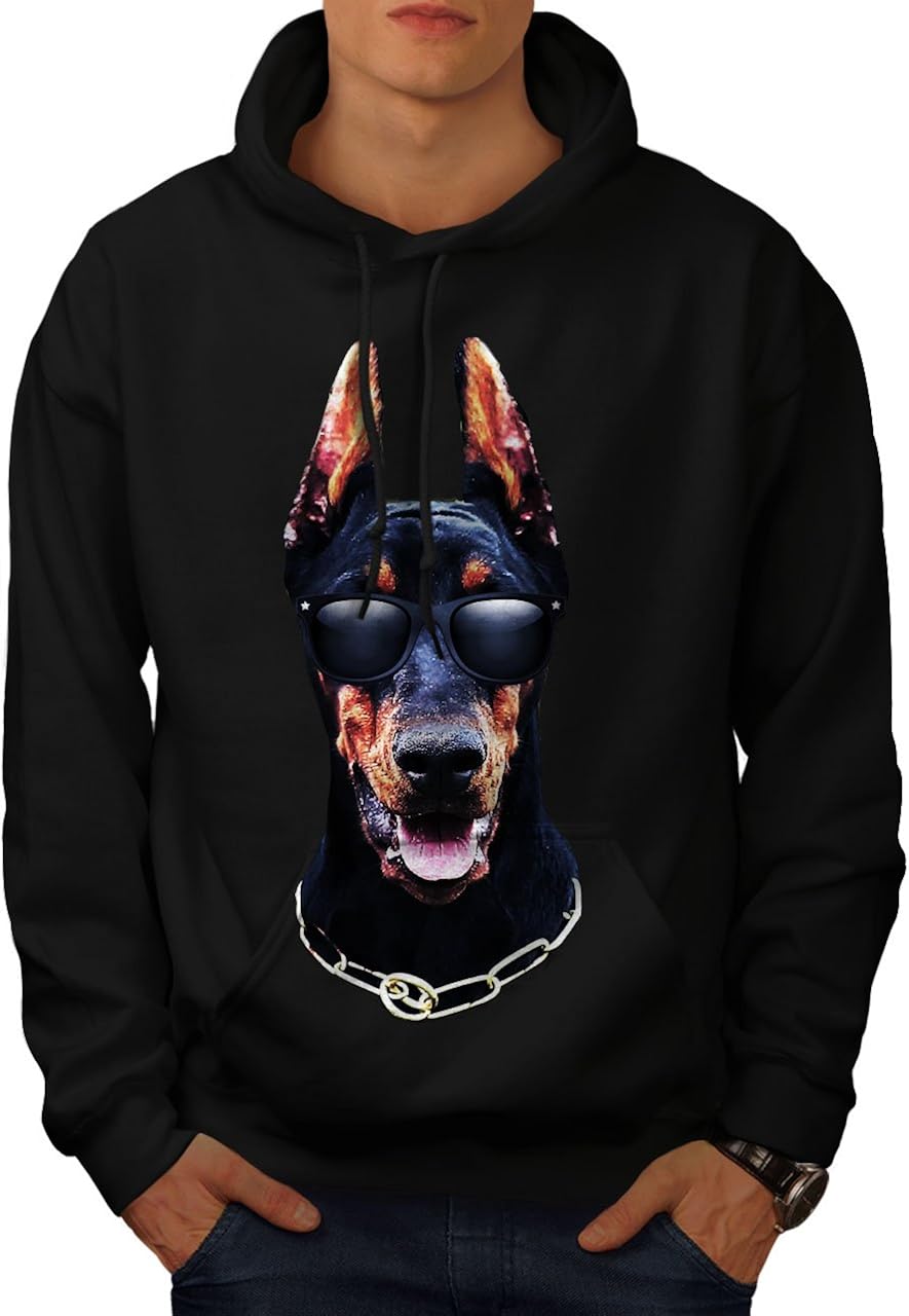 Wellcoda Doberman Animal Cool Mens Hoodie, Animal Casual Hooded