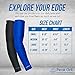 Peak Grit Arm Compression Sleeves for Men and Women Pack of 2 | Black or Blue Sports Brace for Forearm Elbow and Bicep | Basketball Volleyball Baseball and Running Friendly