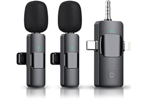 EJCC 3 in 1 Wireless Microphone for iPhone, Camera, Android, iPad, Mini Microphone, USB C Microphone, iPhone Mic, 2.4G Ultra-Low Delay, Microphone for Video Recording/Vlog/TikTok/YouTube/Interview