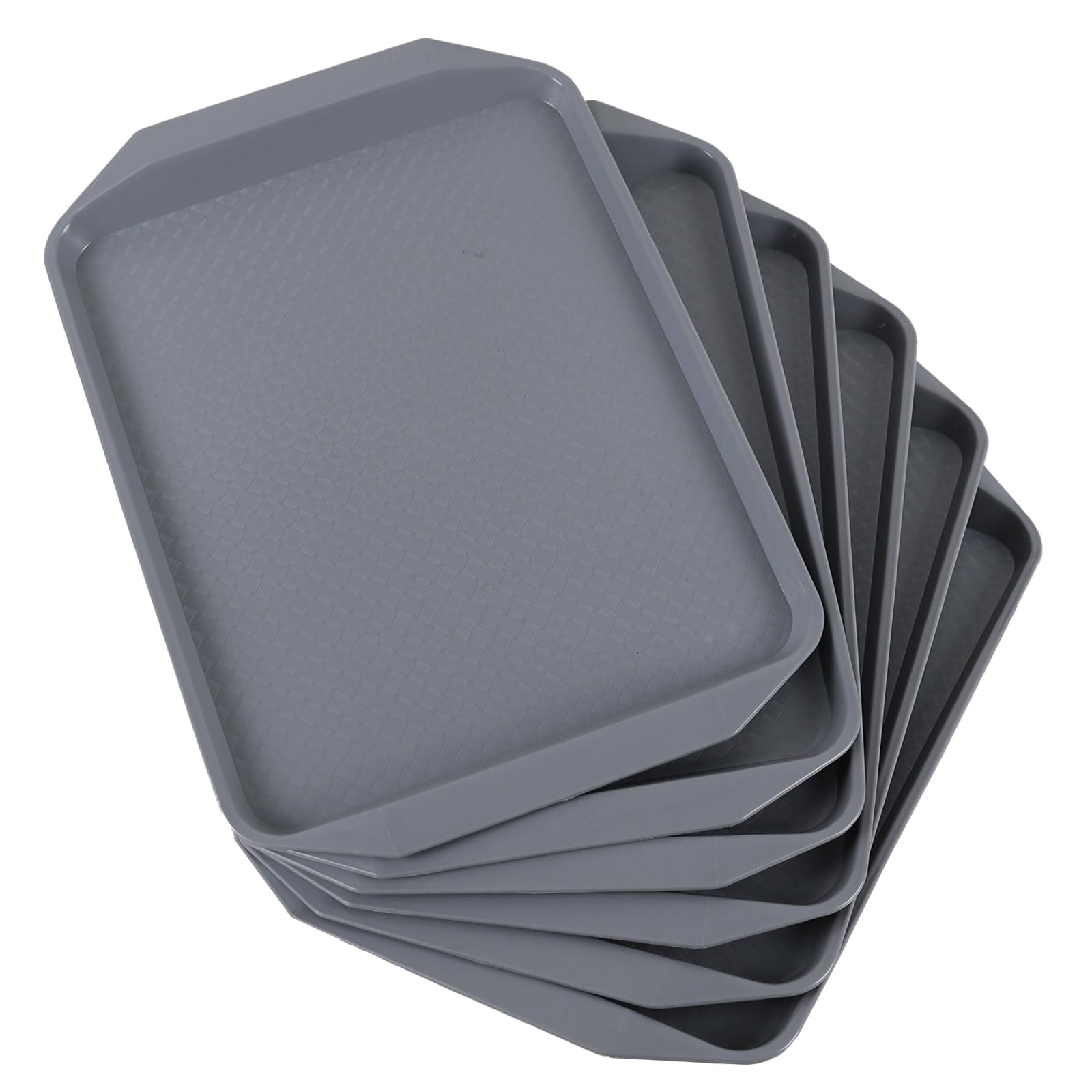 Ordate Set of 6 Plastic Fast Food Trays, Grey Serving Tray