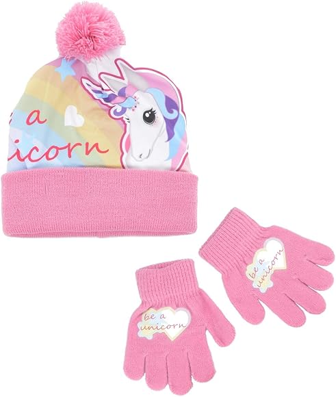 girls bobble hat and gloves