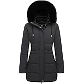 MOERDENG Women's Winter Puffer Coat Thicken Fleece Lined Down Jacket Waterproof Faux Fur Detachable Hooded Parka