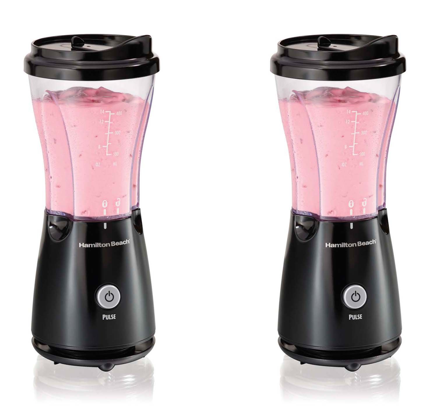 Hamilton Beach 51103 14oz Personal Blenders Single Serve with Travel Lid Compact (Pair)