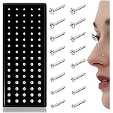 LOLIAS 80-160Pcs Nose Rings Studs for Women Men - Straight or L Shaped Surgical Stainless Steel Small Nose Studs Pin - Hypoallergenic 20G 22G Tiny Nose Piercing Jewelry 1.5/2/2.5/3 mm CZ