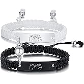 MEALGUET Personalized ID Couple Bracelets Custom Engraving Handmade Braided Rope Wrist Bangle for Men Women Friendship, Adjustable,Customized Bracelet Gift for Men Husband
