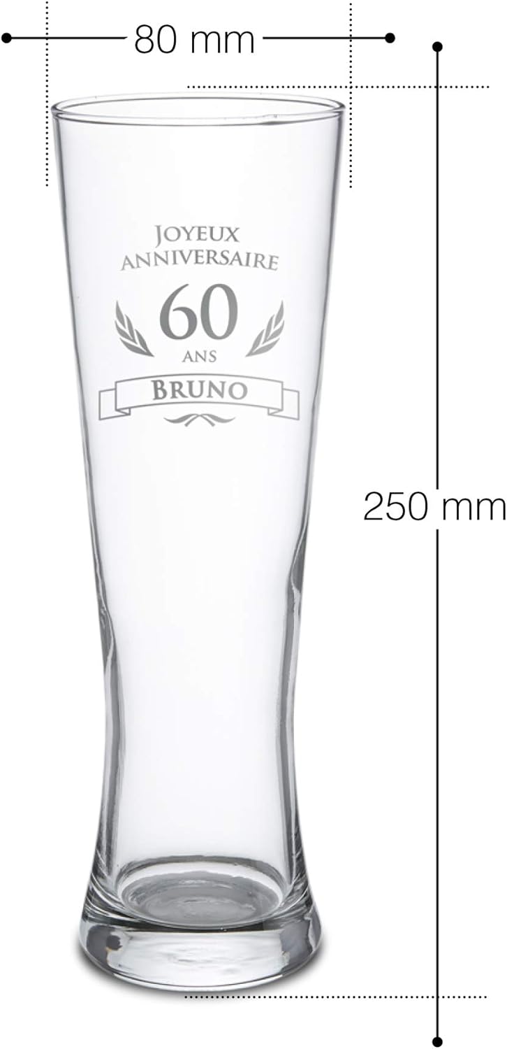 Amavel Verre A Biere Blanche Avec Gravure Personnalisee Joyeux Anniversaire Xx Ans Prenom Volume Env 0 5 L Amazon Fr Cuisine Maison