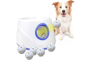DDQ Automatic Dog Ball Launcher, Dog Ball Throw Launcher, 3 Adjustable Distance 20-45FT, with 6 2.3-inch ETPU Balls, for Small/Medium Dogs, Indoor and Outdoor Interactive Toys