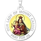 PicturesOnGold.com Our Lady of Mount Carmel Religious Medal Color - 3/4 Inch Size of a Nickel -Sterling Silver