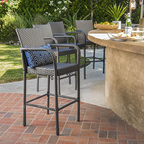 Christopher Knight Home Delfina Outdoor Wicker Barstools, 2Pcs Set