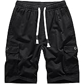 Msmsse Men's Cargo Shorts Elastic Waist Drawstring Summer Casual Cotton Work Athletic Shorts