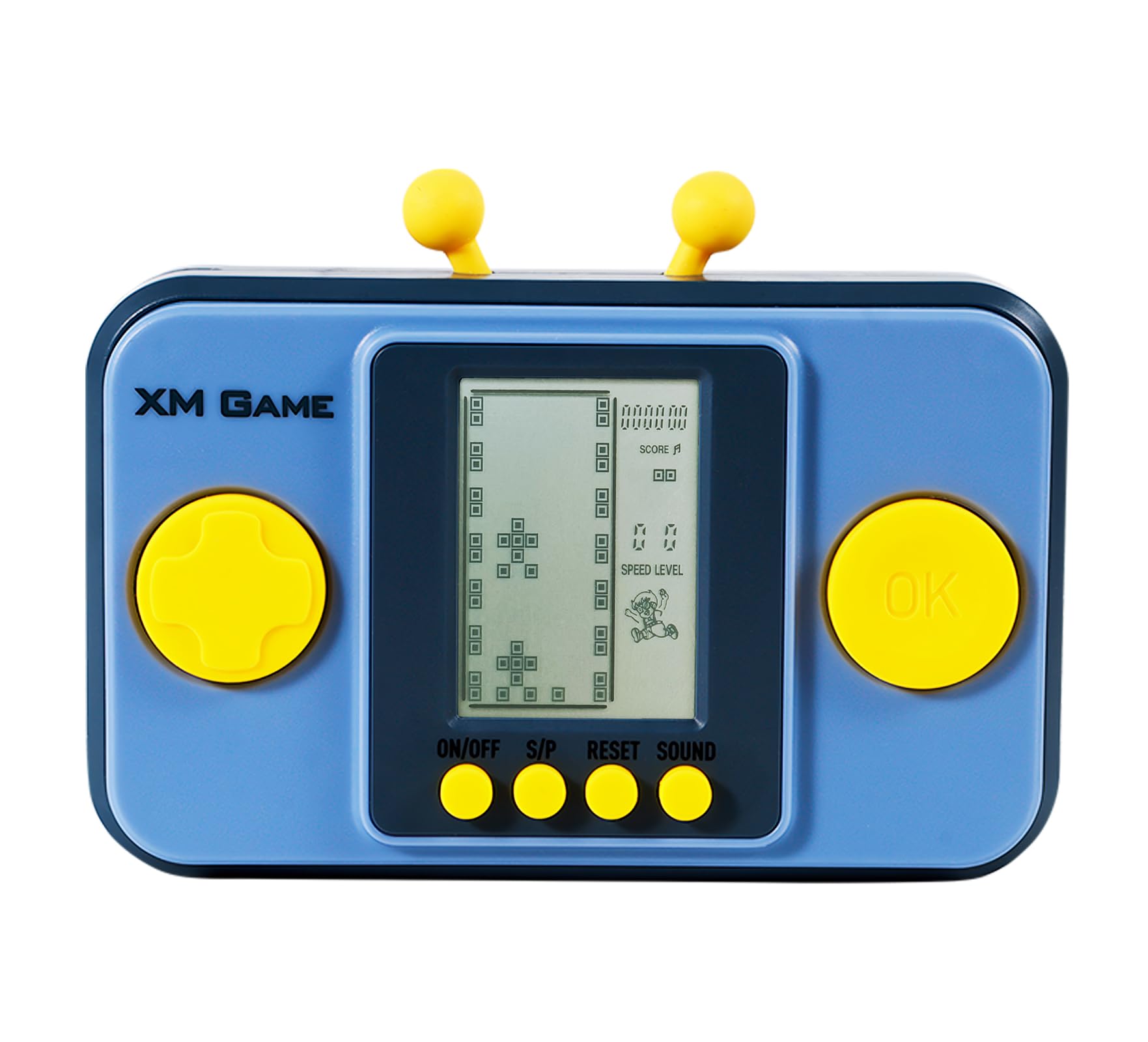 TAQY Creativity Brick Game Console 26 Block Games Adjustable Level/Speed ββ Retro Handheld Game Console Soft Silicone Buttons Racing/Tank Battle Electronic Toys Children's (Blue)