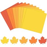 Whaline 50 Sheets 12 x 12 Inch Assorted Orange Yellow Card Stock Paper Fall Thanksgiving Scrapbook Craft Paper for Autumn Hal