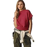 Malajisi Women's Mock Neck Cap Sleeve Sweater Vest Casual Solid Cropped Tank Tops Pullover Sweaters