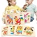 XADP 6 Sets Wooden Puzzles-Giraffe,Elepant,Rabbit,Tortoise,Crab and Fish Puzzles for Kids Toddlers Boys and Girls Age 3 4 5