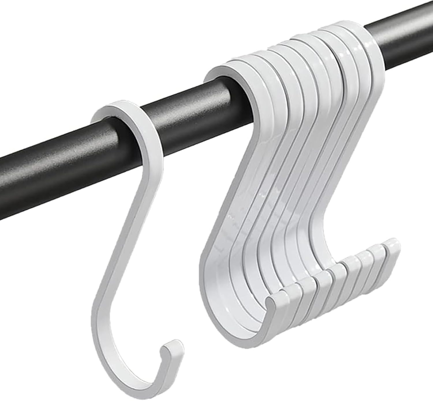 S Hooks S Shaped Hooks Heavy Duty S Hooks for Hanging Pots and Pans, Plants, Coffee Cups, Coats, Bags, Towels in Kitchen, Bedroom, Office, Garden, Bathroom, 10 Pcs (Silver White)