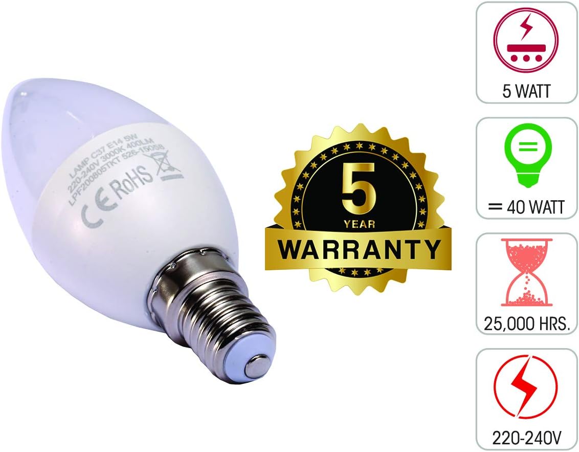 TEKLED® C37 LED Candle Bulbs, 3000k Warm White, 10 Count (Pack of 1) - Image 4