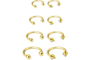 Ovxznts 16G Surgical Steel Nose Septum Horseshoe Hoop Earring Eyebrow Tragus Helix Lip Rings Piercing Jewelry