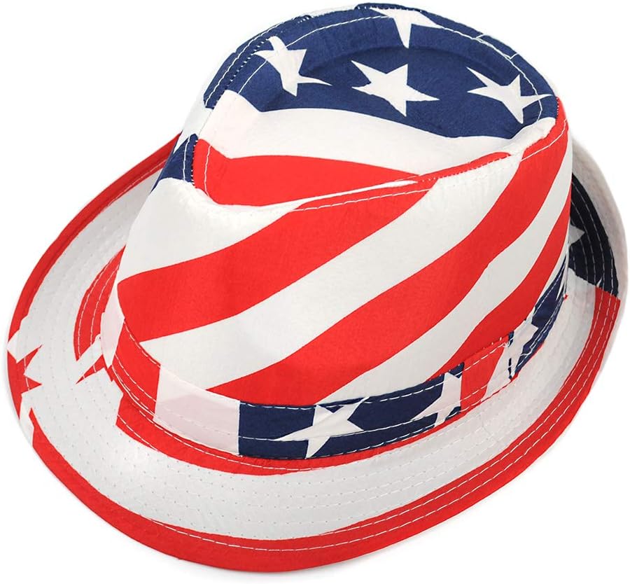 WESTEND American Flag - Independence Day, July 4TH Fedora for Men and Women (Stars and Stripes)