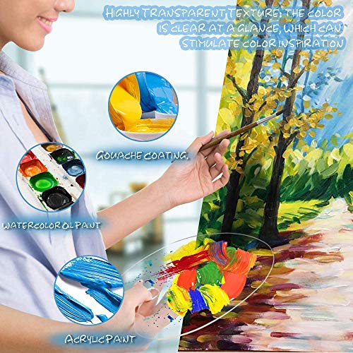 TEETOOKEA 3 Pcs Clear Acrylic Paint Palette 11.8 x 7.9 Inches Art Palette with Protective Brown Paper for DIY Art Craft Painting