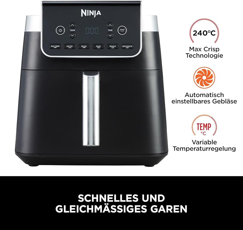 Heißluftfritteuse MAX PRO, 6,2 L, Antihaftbeschichtung, Grau