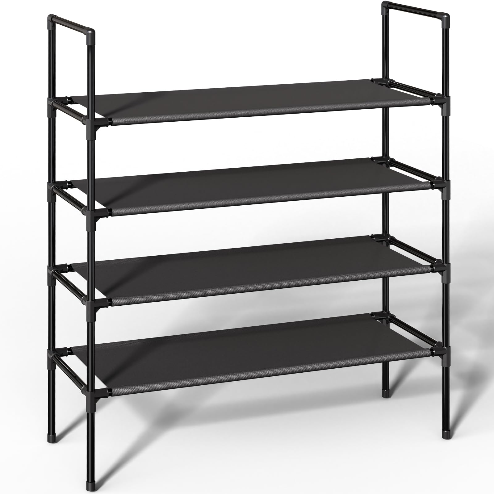 Photo 1 of Sakugi Shoe Rack with Non-Woven Fabric - 4-Tier Shoe Organizer for Closet, Garage, Corridor & Entryway, Sturdy and Stackable, 2X-Large, Black