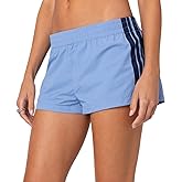 FOMOYUU Women Striped Athletic Shorts Elastic Waist Wide Leg Sweat Shorts Loose Lounge Running Short Pants Workout Joggers