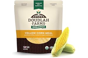 Organic Yellow Cornmeal 5 lb Fine Grind - Non-GMO, Gluten-Free, Sugar-Free, Farmed From Regenerative Soil, Vegan, Grown In USA, For Baking Cornbread, Muffins, Pancakes, and More by Doudlah Farms