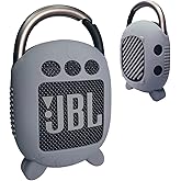 JCHPINE Silicone Cover Case for JBL Clip 4 Portable Bluetooth Speaker, Protective Carrying Case for JBL Clip 4 Portable Bluetooth Speaker Stand Up Holder (Grey)