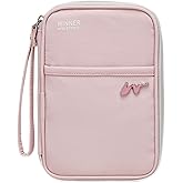 Lyoveu P-H1 Travel Family Passport Holder RFID Blocking Passport Waterproof Wallets for Men Women Travel Document Organizer Cards Case, Lightweight Portable Passport Cover with Zipper Pocket (Pink)