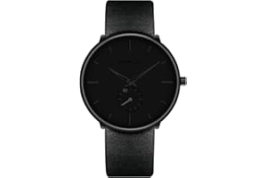 FIZILI Mens Watches Ultra-Thin Minimalist Waterproof-Fashion Wrist Watch for Men Unisex Dress with Leather Band