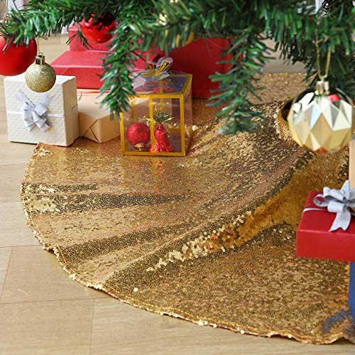 SoarDream 36 Inches Christmas Tree Skirt Glitter Gold Sequin Fabric Xmas Decoration Holiday Ornaments