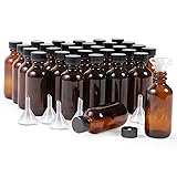 Juvale 30 Pack 2 Oz Amber Glass Bottles with Black