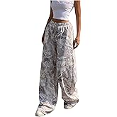 GORGLITTER Women's Camo Baggy Pants Oversized Wide Leg High Waisted Drawstring Streetwear Camouflage Track Sweat Pants