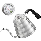 Pour Over Coffee Kettle with Thermometer for Exact Temperature 40 fl oz - Premium Stainless Steel Gooseneck Tea Kettle for Dr