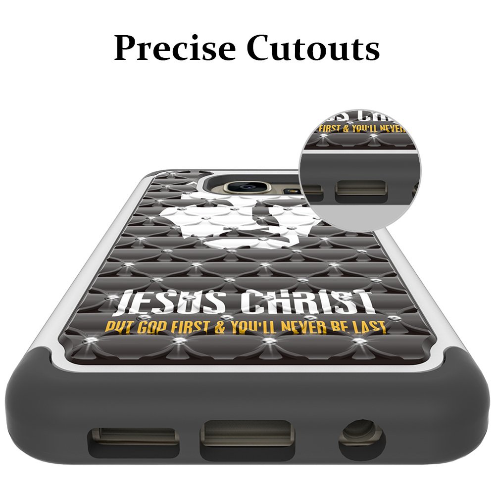 Galaxy S7 Edge Case, MagicSky [Shock Absorption] Studded Rhinestone Bling Hybrid Dual Layer Armor Defender Protective Case Cover for Samsung Galaxy S7 Edge(Jesus)