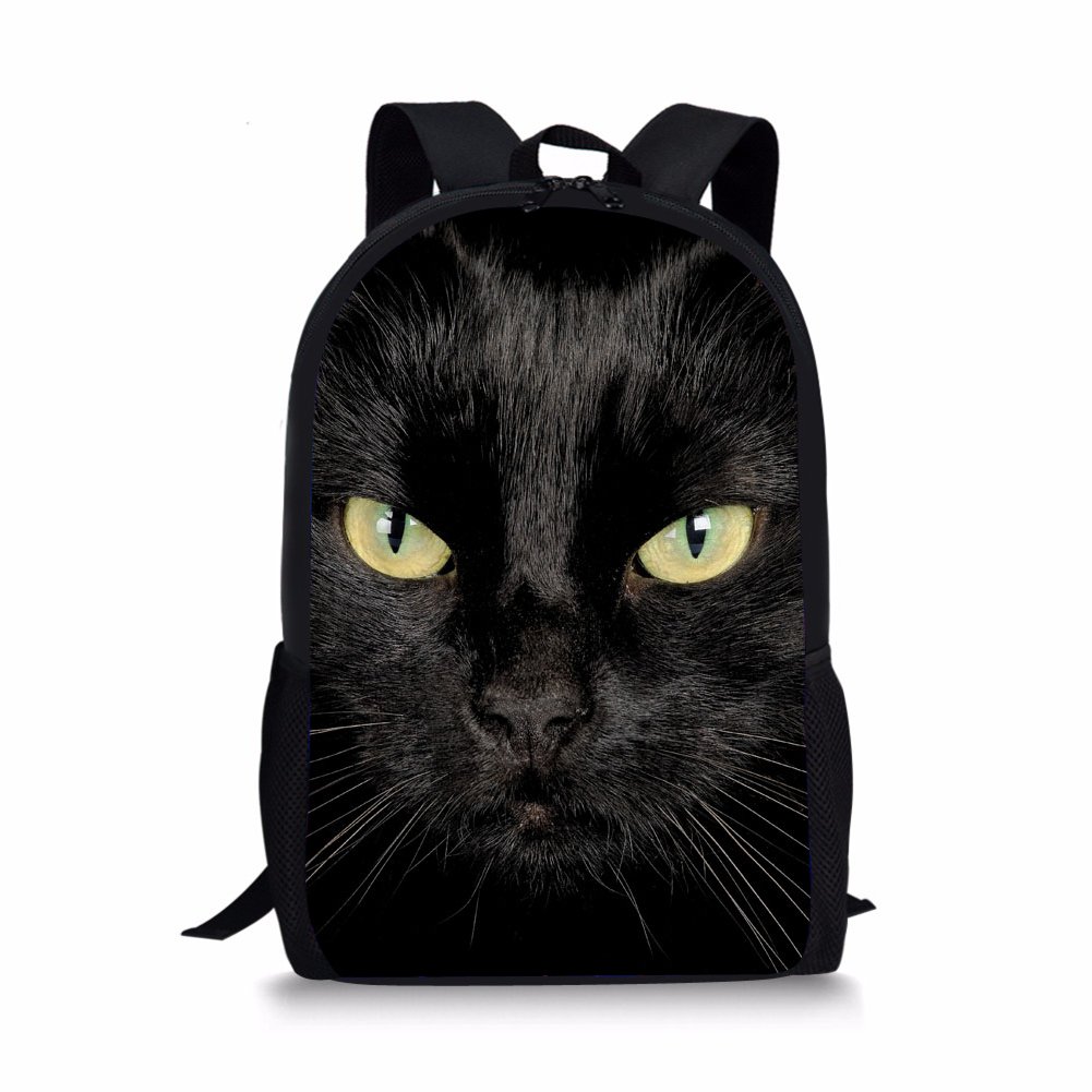 Coloranimal Fashion Black Cat Pattern 3D Animal Printing School Backpack for Kids Back to School