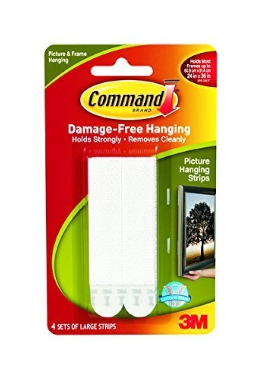 Command Large Picture-Hanging Strips, White, 16-Pairs