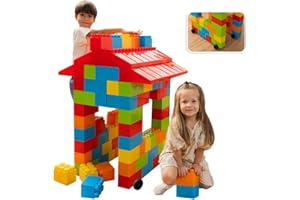 PLATPORTS Giant Plastic Blocks Jumbo, Big Blocks, Jumbo Blocks, Big Building Blocks Jumbo, Giant Blocks, Huge Blocks, Jumbo Building Blocks, 86 Pieces Large Blocks for Kids Ages 1 to 8 86 pcs blocks with wheels
