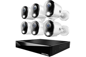 Night Owl 2-Way Audio 12 Channel DVR Video Home Security Camera System with (6) Wired 4K HD Indoor/Outdoor Deterrence Cameras and 2TB Hard Drive (Add up to 4 Wi-Fi Cameras) (6 Camera)