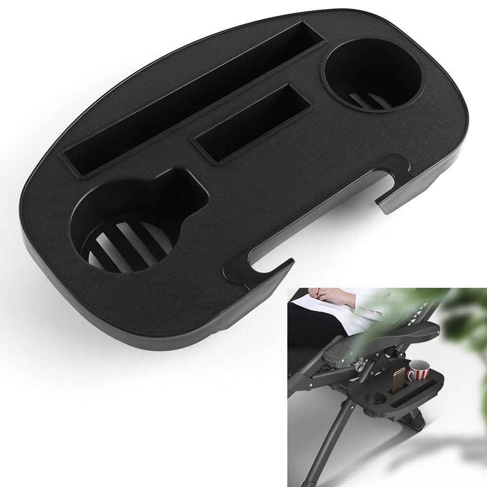 Lbze Zero Gravity Cup Holder Clip On Table Chair Side Tray For Pool Beach Camping Garden Fishing Outdoor Activity With Snack Cup Holder And Mobile Device Slot Large Home Kitchen Cup