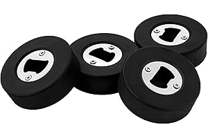 Buzz & Pop Hockey Puck Bottle Opener for Beer, Pop, and Soda Glass Bottles, Cool Sports Fan Novelty Gift for Coach, Player, o