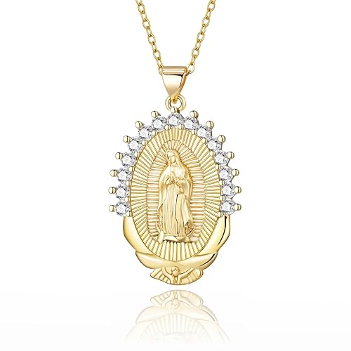 GAOYEE 18K Gold Plated Virgin Mary Necklace Our Lady of Guadalupe ...