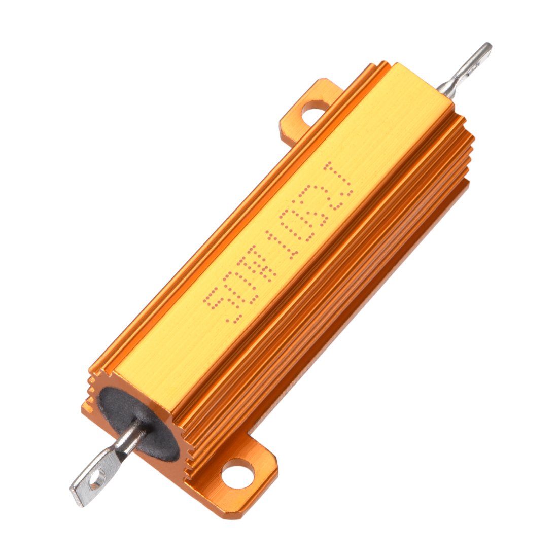 sourcingmap 50W 10 Ohm 5% Aluminum Housing Resistor Screw Tap Chassis Mounted Aluminum Case Wirewound Resistor Load Resistors Gold Tone 1pcs