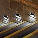 [Pack of 8] F-TECK Outdoor Stainless Steel LED Solar Step Light Wireless Super Bright Modern White Lamp Waterproof Lighting for Deck, Staircase, Walkway, Patio, Garden, Yard Auto On/Off Dusk to Dawn