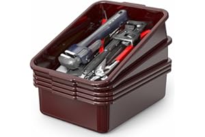 WYT 5-Pack Commercial Bus Tubs Box/Tote Box, Wine Red Plastic Storage Bin with Handles/Wash Basin Tub (8 Liter)