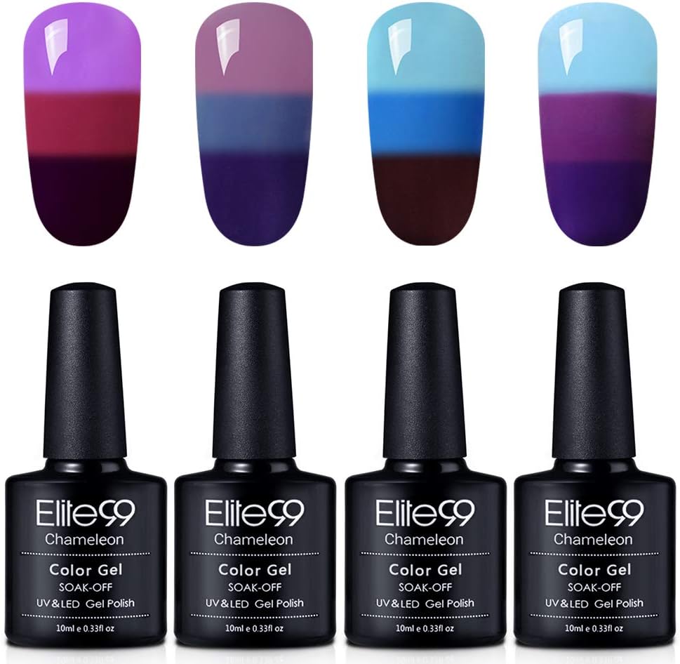Elite99 Soak Off UV LED Temperature Color Changing Gel Nail Polish Set 10ML Manicure Nail Art Decoration 4pcs (002)