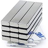 Strong Neodymium Bar Magnets with Double-Sided Adhesive, MIKEDE 12 Pack Rare Earth Metal Neodymium Magnet - 60 x 10 x 5 mm