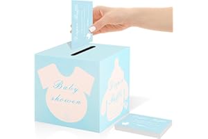 HIMOMO Brown Diaper Raffle Card Box Donation Box Ballot Box Raffle Box Safe Suggestion Box with Raffle Tickets, Cards Ballot Box with Slot Collection Box (Blue)